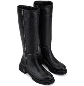 Resim Tamer Tanca Kadın Hakiki Deri Siyah Floter Klasik Çizme 33 22510 Bn Czm Sk25-26 Sıyah Floter Siyah 