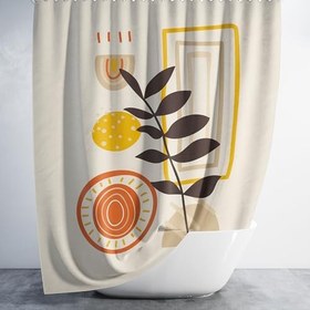 Resim Banyo Perdesi 1x180x200 Tek Kanat Duş Perdesi Halka Hediyeli Duşakabin Perdesi Ruscus 