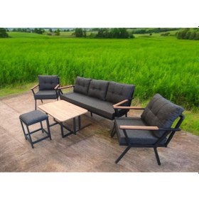 Resim Pilocca Bahçe Ve Balkon Mobilyası Antrasit 3+1+1 Sehpalı Puf Antrasit 
