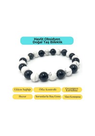 Resim Sertifikalı Havlit Obsidyen Doğal Taş Misinalı Bileklik 8mm Çok Renkli 