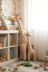 Resim Rozitoys Peluş Zürafa 2’li Set Büyük ve Orta Boy Uyku Arkadaşı Dekoratif Hediyelik Oyuncak 