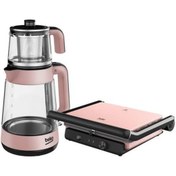 Resim Beko Rosegold Floral 2’li Çeyiz Seti Çay Makinesi + Tost Makinesi 