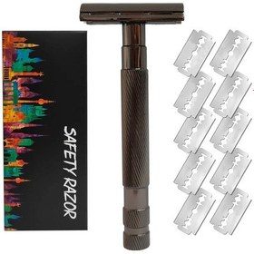 Resim Yifomall Vintage Manuel Tıraş Bıçağı Çift Taraflı Tıraş Bıçağı 10 Bıçaklı Geleneksel Güvenlik Tıraş Tıraş Makinesi 