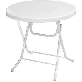 Resim Omnipazar Mt-gfm205 Rose Plastik Yuvarlak Katlanır Bahçe Balkon Masa Ø75 Cm Beyaz Beyaz 