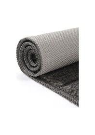 Resim Doğal Kaymaz Taban Banyo Paspas Set Yumuşak Dokulu Su Emici Yıkanabilir Yeni Çizgili Set 50x80-50x40 Antrasit 