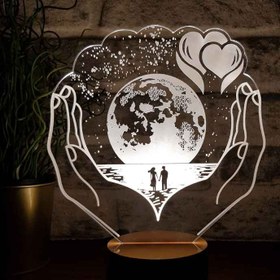Resim Aşk Ellerindeki Gezegen Figürlü Dekoratif Hediye Led Masa Lambası | BYLAMP 