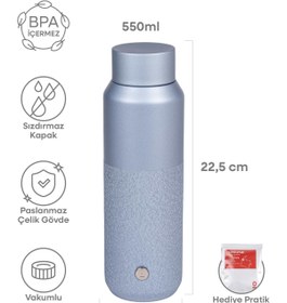 Resim Espressolab Mavi Metal Paslanmaz Çelik Matara 550 ml Kapaklı No:97 