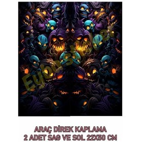 Resim Araç Kapı Direk Kaplama Folyosu Kırmızı Duman Desenli Drk17 Sağ Sol Takım 2 Adet - 22x50 Cm 