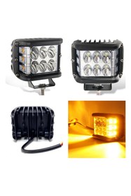 Resim caralp Off Road Led Lamba Delici Yayıcı Beyaz Turuncu Flaşlı Kare Sis Farı Projektör 45W 12 Led Metal Arazi 