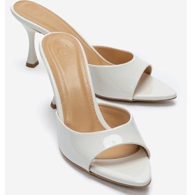 Resim Luvishoes Tıera Beyaz Rugan Kadın İnce Topuklu Terlik 