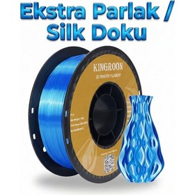 Resim Silk Pla Filament Mavi Parlak Safir Mavi - 1.75mm 1kg - Ekstra Parlak 