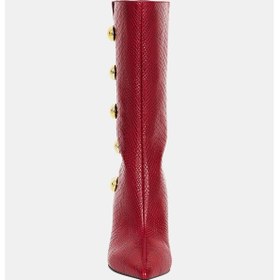 Resim Katy Perry The Revıval Ornamet Kadın Kırmızı Yılan Baskılı Topuklu Çizme Kırmızı 