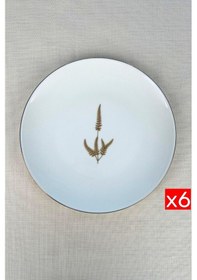 Resim Tabak Evi Porselen Natura Marinum Altın Yaldız Servis Tabağı 24,50cm 6 Lı Çok Renkli 