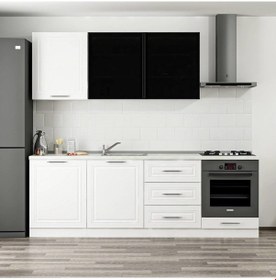 Resim Minar 240 Cm Mbr C + Alm. Füme Cam Mutfak Dolabı Byz 240-mcacb3 