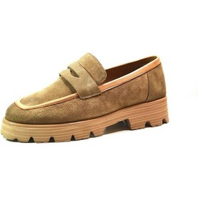 Resim Onlo Ayakkabı Lf.201 Deri Taba Kalın Taban Loafer Kadın Ayakkabı Taba 