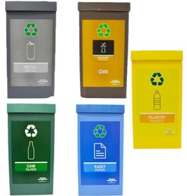 Resim 5'li Geri Dönüşüm Kutusu - Sıfır Atık Kutusu Seti 5 Adet 