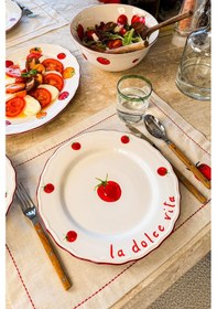 Resim Rakle x Bengi Kurtcebe Pomodoro Stoneware 4'lü Servis Tabağı Seti 28 cm 