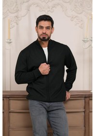 Resim Woolen World Regular Fit Dik Yaka İnce Baharlık Triko Hırka Siyah 
