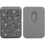 Resim Forzacase iPhone Telefonlar ile uyumlu Pırlanta Görünümlü Magsafe Manyetik Cüzdan Kartlık - FC1096 