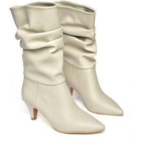 Resim Fox Shoes Ten Kısa Topuklu Büzgülü Kadın Bot L404810609 