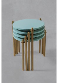 Resim 4 Lü Flora Zigon Sehpa - Turkuaz 