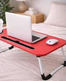 Resim Portatif Atlantik Kırmızı Renk Laptop Sehpası Katlanabilir Çalışma Masası Kahvaltı Masası 