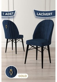 Resim Canisa Ritim Serisi, Siyah Gürgen Ayaklı 1.sınıf Babyface Ithal Kumaş Lacivert Sandalye Gold Halka 1 Adet Sandalye Lacivert Ayaklar Siyah 