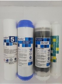 Resim Purefer Açık Kasa Su Arıtma Cihazı Çift Carbonlu 4 Lü Set 
