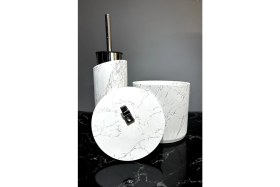 Resim PremiumPort Modern 4 Parça Beton Banyo Seti, Spreyli Gümüş Tasarım, Pratik Kullanım 