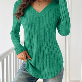 Resim Kadınlar için Ekose V-Yaka Kabartmalı İnce Kazaklar - Yumuşak, orta esneklikte kumaş, günlük uzun kol tek renk önlü Şapka, ile ilkbahar, sonbahar ve Kış aylari icın mashine yikanabilir 