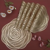 Resim Yuvarlak Masalar İçin 6 Adet Rose Tasarımlı PVC Placemats, Yıkanabilir, Kaymaz ve Isıya Dayanıklı, Düğün Yıldönümleri ve Sevgililer Günü İçin Mükemmel, Çapı 38Cm (Altın, Gümüş ve Rose Altın Renklerde Mevcuttur). 