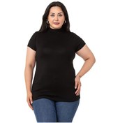 Resim Büyük Beden Yarım Balıkçı Kısa Kollu Viskon Siyah Body-siyah Siyah 