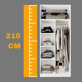 Resim Bimossa KA30 Goss Tekli Kapaksız Boy Askılı Gardırop, Raflı Açık Giyinme Dolabı, Modern Tasarım Beyaz Elbise ve Kıyafet Dolabı 