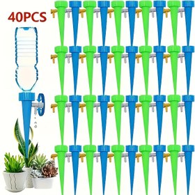 Resim 40 adet Otomatik Sulama Çubukları, Ayarlanabilir Damla Sulama Sistemi ile Çeşitli Renk Kodlu Nozullar, Ev, Çim, İç ve Dış Mekan Bitkileri için Dayanıklı Plastik Bahçe Sulama Cihazları 