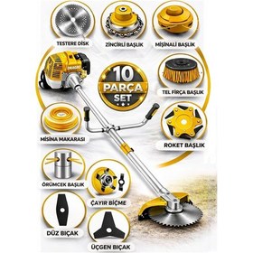 Resim Dragro German Drg-10 + Yan Tipi Benzinli Ot Çalı Çim Biçme Tırpanı + Full Set Hediyeli S 