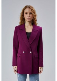 Resim Mor Oversize Dokuma Blazer Ceket Siyah 