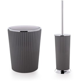 Resim Prima Nova Nely Banyo Çöp Kovası Tuvalet Fırçası 2'Li Gri 