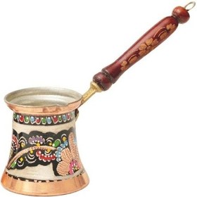 Resim Erzincan El İşlemeli Bakır Orta Klasik Cezve Mineli 