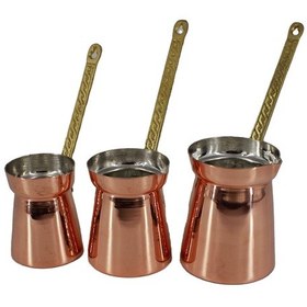 Resim Turna Bakır Moda Cezve 3lü Takım Düz Kırmızı Turna1268-1 
