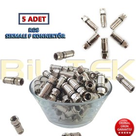 Resim Rg6 Sıkmalı F Konnektör - 5 Adet 