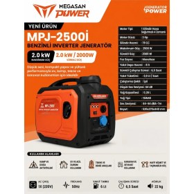 Resim MPJ2500İ Benzinli Inverter Jeneratör 2 Kw 