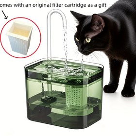 Resim 1.5L Şeffaf Yeşil Kedi Su Çeşmesi, USB Güç Modu, Filtre Dahil - Kediler İçin İdeal, Su Arıtma|Modern Evcil Hayvan Ürünü|Berrak Su Dağıtıcısı, Kediler İçin Su Arıtıcısı, Pil Olmadan 