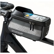 Resim Elmpaly Dtucycle Bisiklet Çantası Gri Mtb Yol Bisikleti Üst Boru Cep Telefon Çantası Gri 