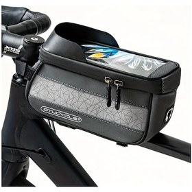 Resim Elmpaly Dtucycle Bisiklet Çantası Gri Mtb Yol Bisikleti Üst Boru Cep Telefon Çantası Gri 