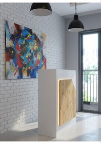 Resim Resital Ledli Karşılama Bankosu G-90 Cm Ofis Kasa Resepsiyon Masası Banko-002-1-6 