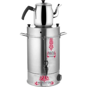 Resim 4l Elektrikli Çay Semaveri, Üstten Demlikli, Şık ve Kullanışlı Tasarım 