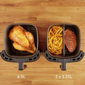 Resim 6,5 Litre 8 Programlı 2'si 1 Arada Fritöz ve Izgara ile Iki Farklı Yiyecek Hazırlama Hediye 