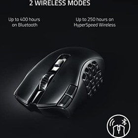 Resim Razer Naga V2 HyperSpeed - Ergonomik Kablosuz MMO Oyun Faresi (19 Programlanabilir Düğme, HyperSpeed Kablosuz (2,4 GHz), Bluetooth, 250 Saate Kadar, Focus Pro 30K Optik Sensör) Siyah 