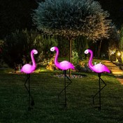 Resim 1 adet/3 adet Bahçe Dış Mekan Güneşli Flamingo LED Kazık Işıkları, Bahçe, Çim, Veranda, Gölet, Arka Bahçe Dekorasyonu için Uygun, Dış Mekan Süs Işıkları 