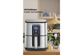 Resim Goldmaster Vena 7 Litre Inox Geniş Hazneli Xxl Dokunmatik 8 Ön Ayarlı Airfryer Sıcak Hava Fritözü GM8404 